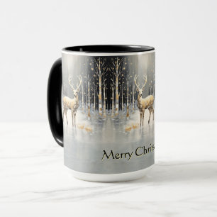 Gold Christmas Reindeer Holiday Mug