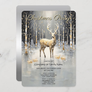 Gold Christmas Reindeer Holiday Party Invitation