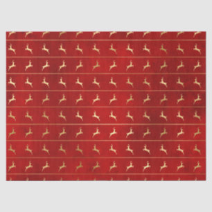 Gold Christmas Reindeer on Red Decoupage Tissue Paper