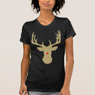 Gold Christmas reindeer with a red nose by redcow T-Shirt