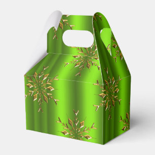 Gold Christmas Snowflake Stars on Green Christmas Favour Box