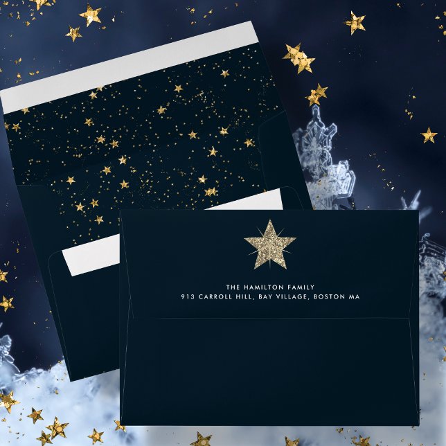 Gold Christmas Star | Navy Blue Envelope (Creator Uploaded)