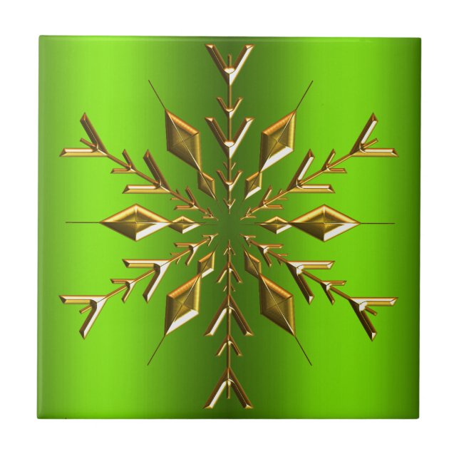 Gold Christmas Star on Green Tile (Front)