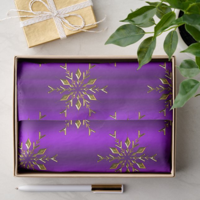 Gold Christmas Stars on Purple Christmas Tissue Paper (Gift)
