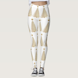Gold Christmas Three Holiday Women Leggings
