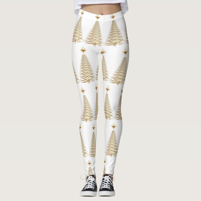 Gold Christmas Three Holiday Women Leggings (Front)