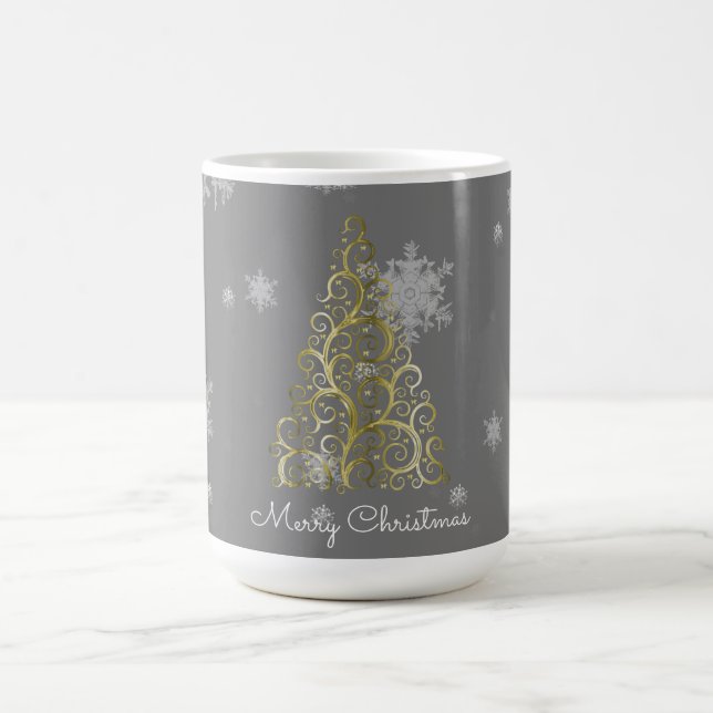 Gold Christmas Tree and Snowflakes Mug (Center)