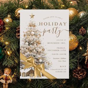 Gold Christmas Tree Bow Corporate Holiday Party  Invitation
