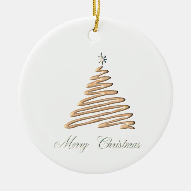 Gold Christmas Tree Ceramic Tree Decoration (Front)
