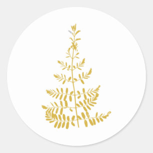 Gold Christmas Tree Classic Round Sticker
