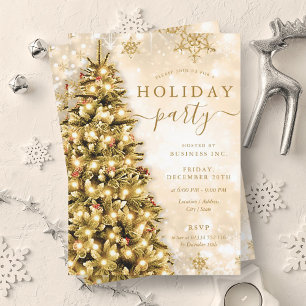 Gold Christmas Tree Company Holiday Party  Invitation