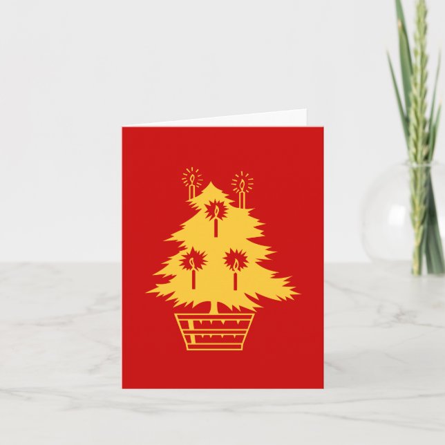 gold christmas tree contempory graphic design holiday card (Front)