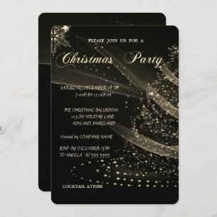 Gold Christmas Tree, Corporate Christmas Party Invitation