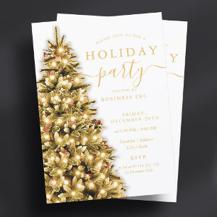 Gold Christmas Tree Corporate Holiday Party  Invitation