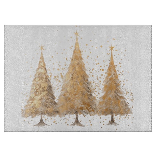 Gold Christmas Tree, Cutting Board, Christmas  Board (Front)