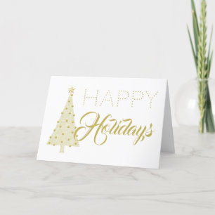 Gold Christmas Tree Family Photo Holiday Card