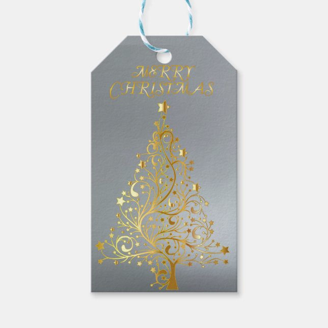 Gold Christmas Tree Gift Tags (Front)
