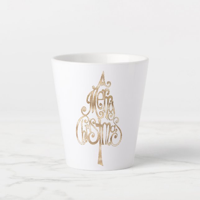 Gold Christmas Tree Latte Mug (Front)