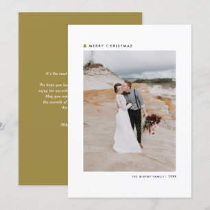 Gold Christmas Tree Modern Merry Christmas Photo Holiday Card