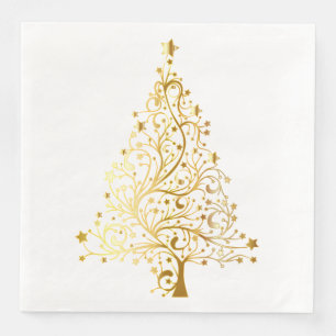 Gold Christmas Tree Paper Dinner Napkins
