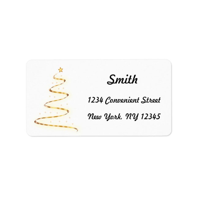 Gold Christmas Tree Return Address Label (Front)