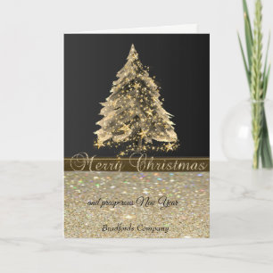 Gold Christmas Tree,Stars Glittery,Company Holiday Card