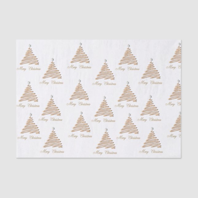 Gold Christmas Tree Tissue Paper (Front)