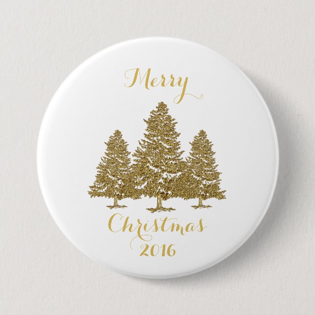 Gold Christmas Trees Button (Front)