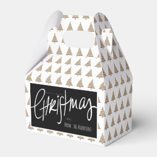 Gold Christmas Trees Favour Box