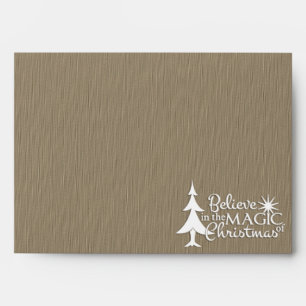 Gold Christmas Trees on Brown Magic of Christmas Envelope