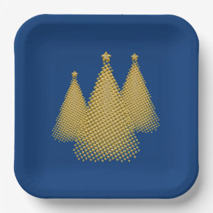 Gold Christmas Tree's Paper Plate