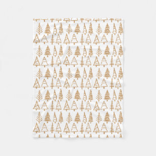 Gold Christmas Trees Pattern Girly Chic Fleece Blanket