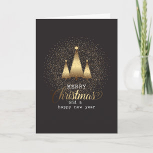 Gold Christmas Trees Photo Folded Card