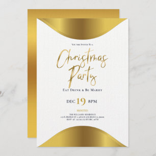 Gold Christmas typography dinner party invite