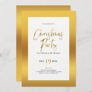 Gold Christmas typography dinner party invite