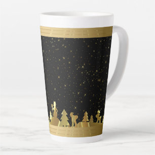Gold Christmas Village Latte Mug