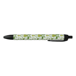 Gold Christmas Woodland Deer Birds in Bloom Black Ink Pen
