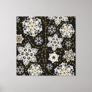 Gold Christmas Woodland Deer Birds in Bloom Canvas Print