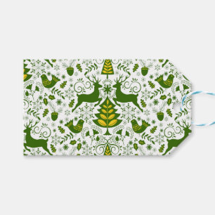 Gold Christmas Woodland Deer Birds in Bloom Gift Tags