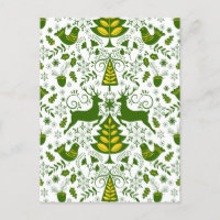 Gold Christmas Woodland Deer Birds in Bloom