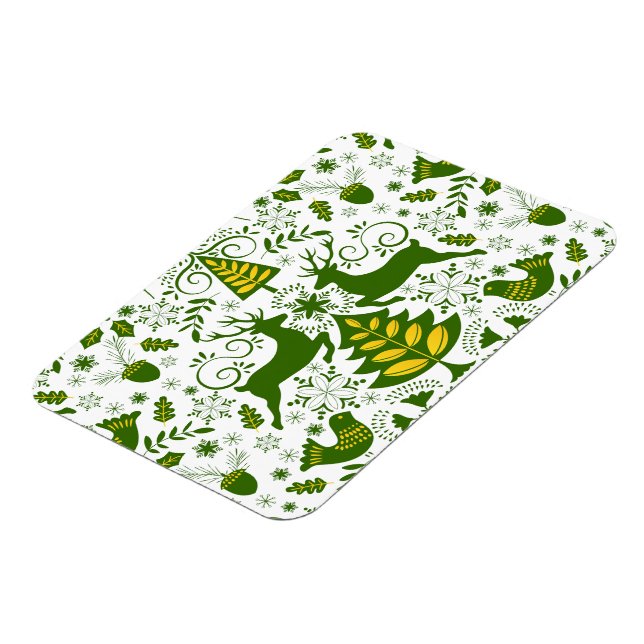 Gold Christmas Woodland Deer Birds in Bloom Magnet (Left Side)