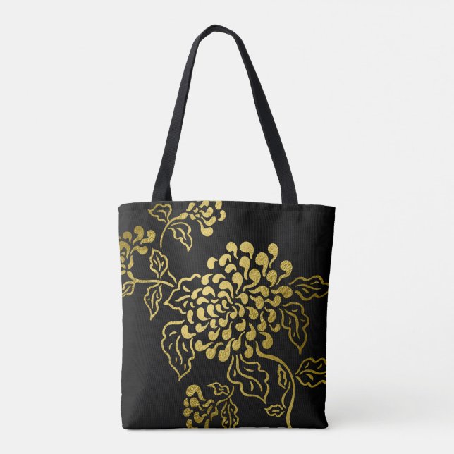 Gold Chrysanthemum on Any Colour Tote Bag (Back)