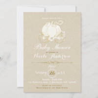 Gold Cinderella Carriage Kraft Modern Baby Shower