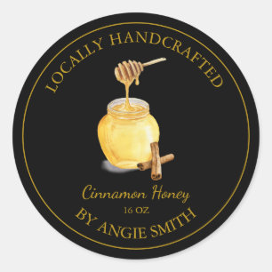 Gold Cinnamon Infused Honey Label Black