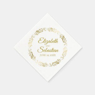Gold Circle Filigree Elegant Simple Wedding Napkin
