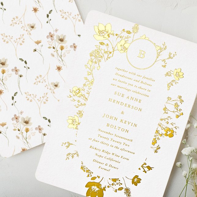 Gold Circle Monogram Oval Dried Wildflower (Creator Uploaded)