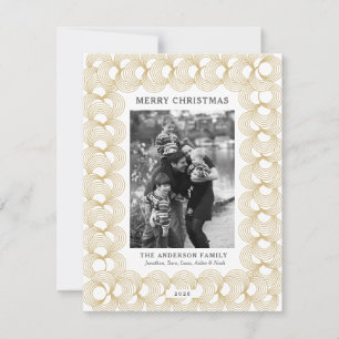 Gold Circle Pattern   Photo Christmas Holiday Card