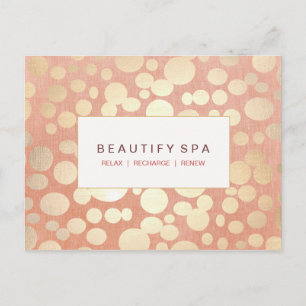 Gold Circle Pattern Pink Coral Postcard