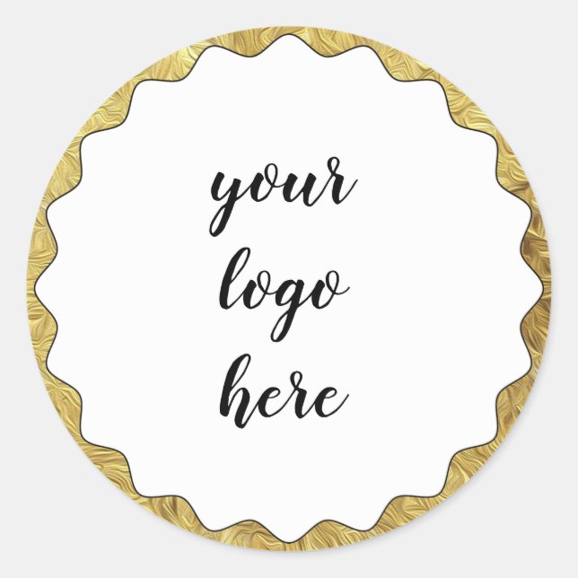 Gold Circle Rings Border Glitter Custom Logo  Clas Classic Round Sticker (Front)