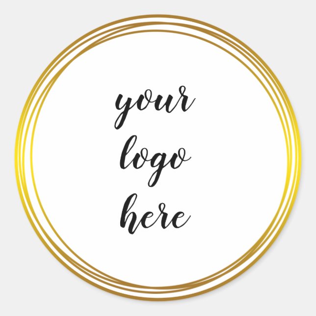 Gold Circle Rings Border Glitter Custom Logo Class Classic Round Sticker (Front)